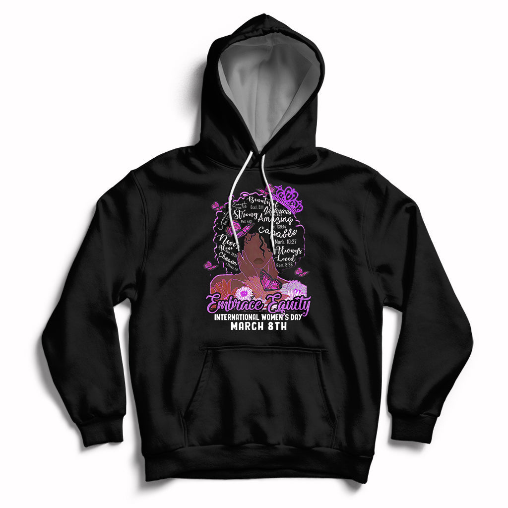 International Women's Day IWD Embrace Equity Black Girl Queen Women's History Hoodie - Wonder Print Shop