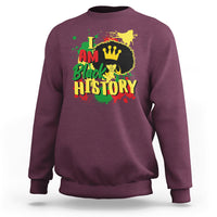 Maroon crewneck sweatshirt with colorful “I AM Black HISTORY” pride graphic.