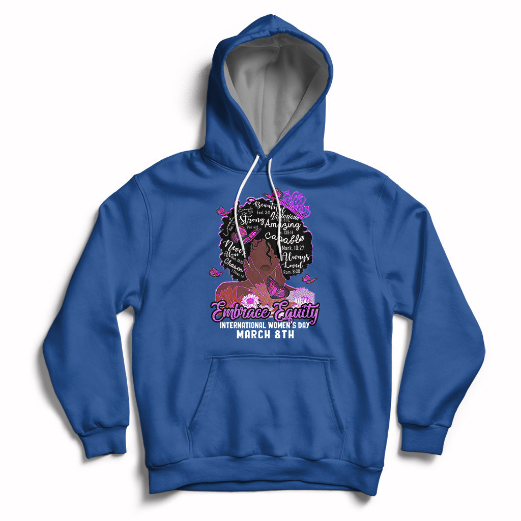 International Women's Day IWD Embrace Equity Black Girl Queen Women's History Hoodie - Wonder Print Shop