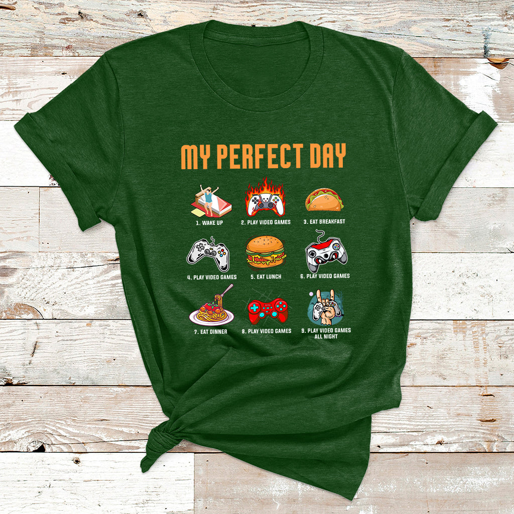 My Perfect Day Video Games Funny Cool Gamer T Shirt - Wonder Print Shop