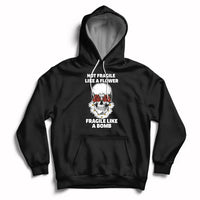 Black floral skull hoodie with front graphic, drawstring hood, and kangaroo pocket