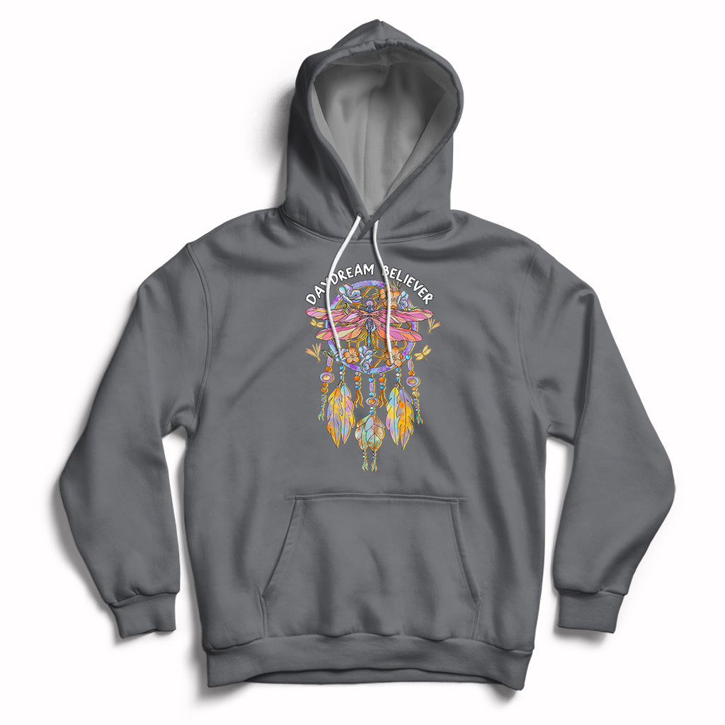 Dragonfly Daydream Believer Floral Dreamcatcher Motivational Hoodie - Wonder Print Shop