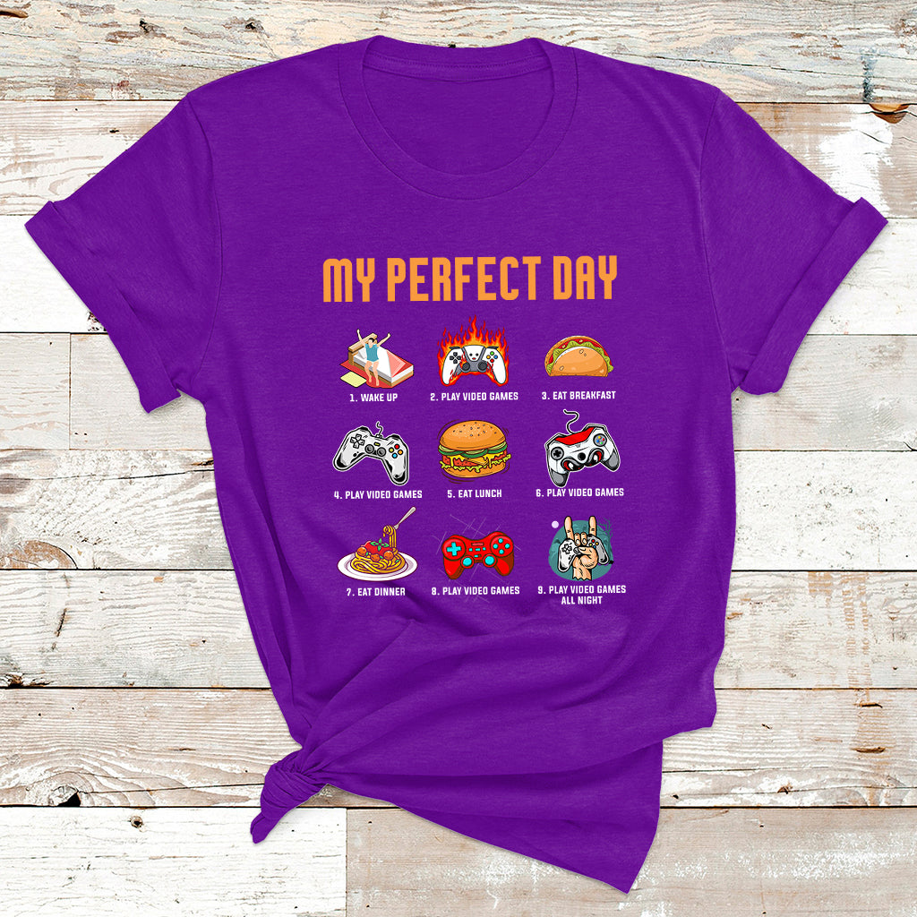 My Perfect Day Video Games Funny Cool Gamer T Shirt - Wonder Print Shop