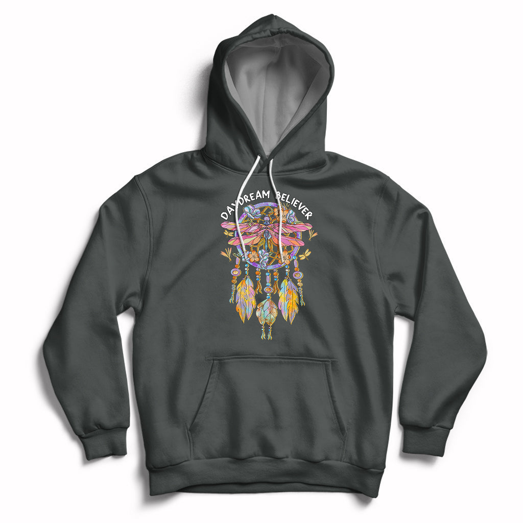 Dragonfly Daydream Believer Floral Dreamcatcher Motivational Hoodie - Wonder Print Shop
