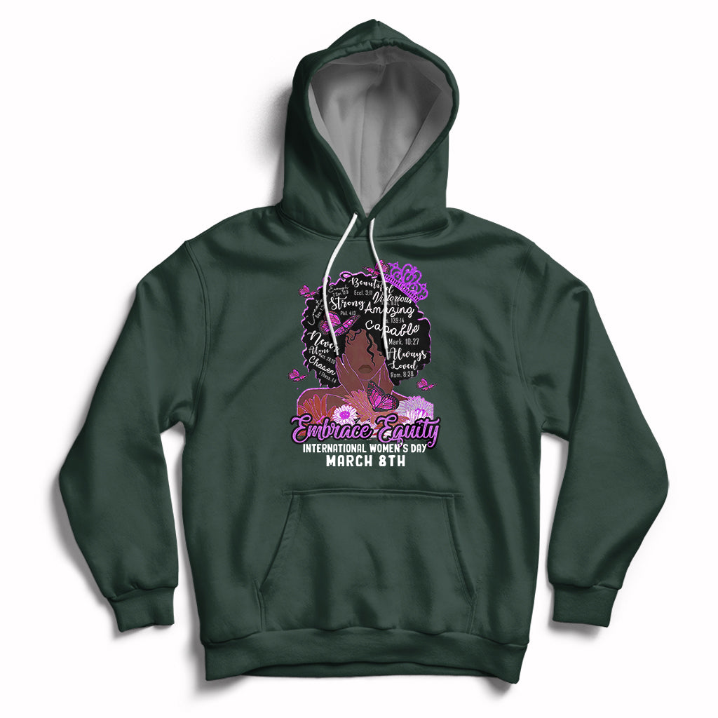 International Women's Day IWD Embrace Equity Black Girl Queen Women's History Hoodie - Wonder Print Shop