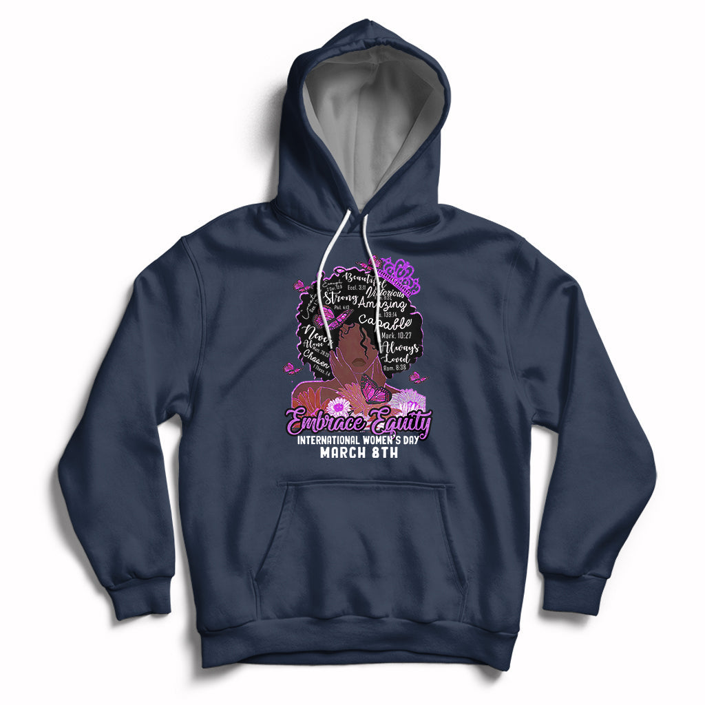 International Women's Day IWD Embrace Equity Black Girl Queen Women's History Hoodie - Wonder Print Shop