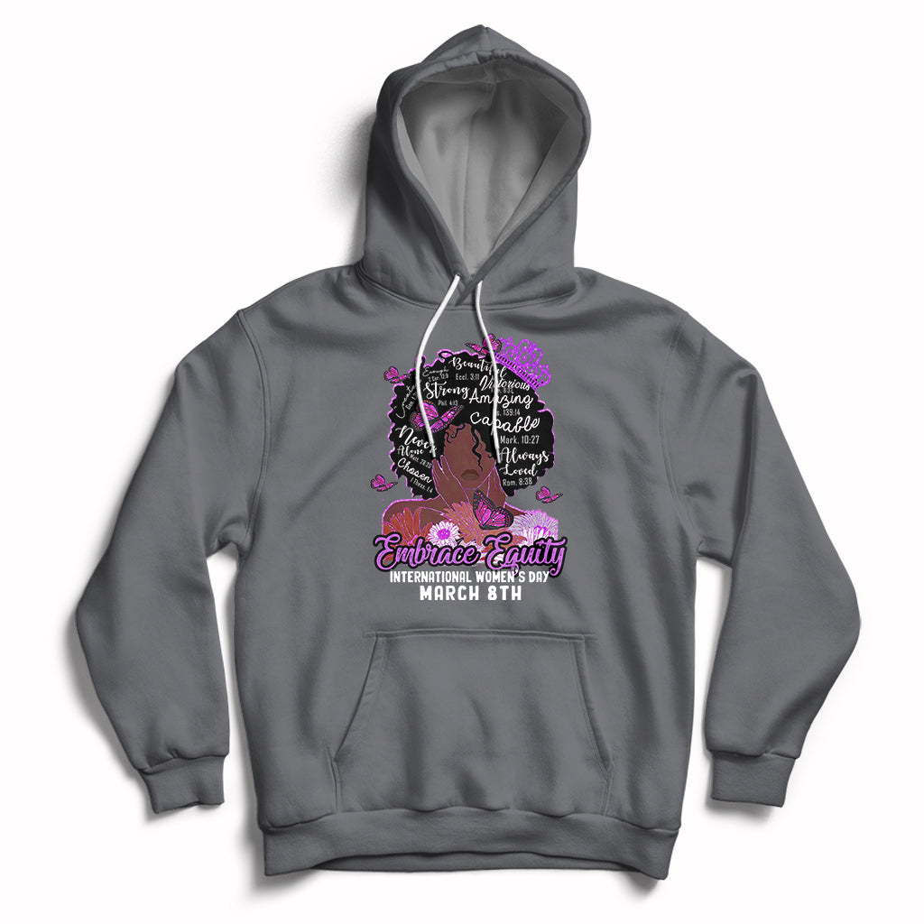 International Women's Day IWD Embrace Equity Black Girl Queen Women's History Hoodie - Wonder Print Shop
