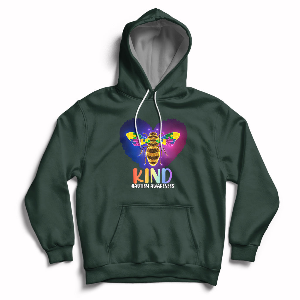 Autism Awareness Be Kind Bee Puzzle Autistic Care Support Hoodie - Wonder Print Shop