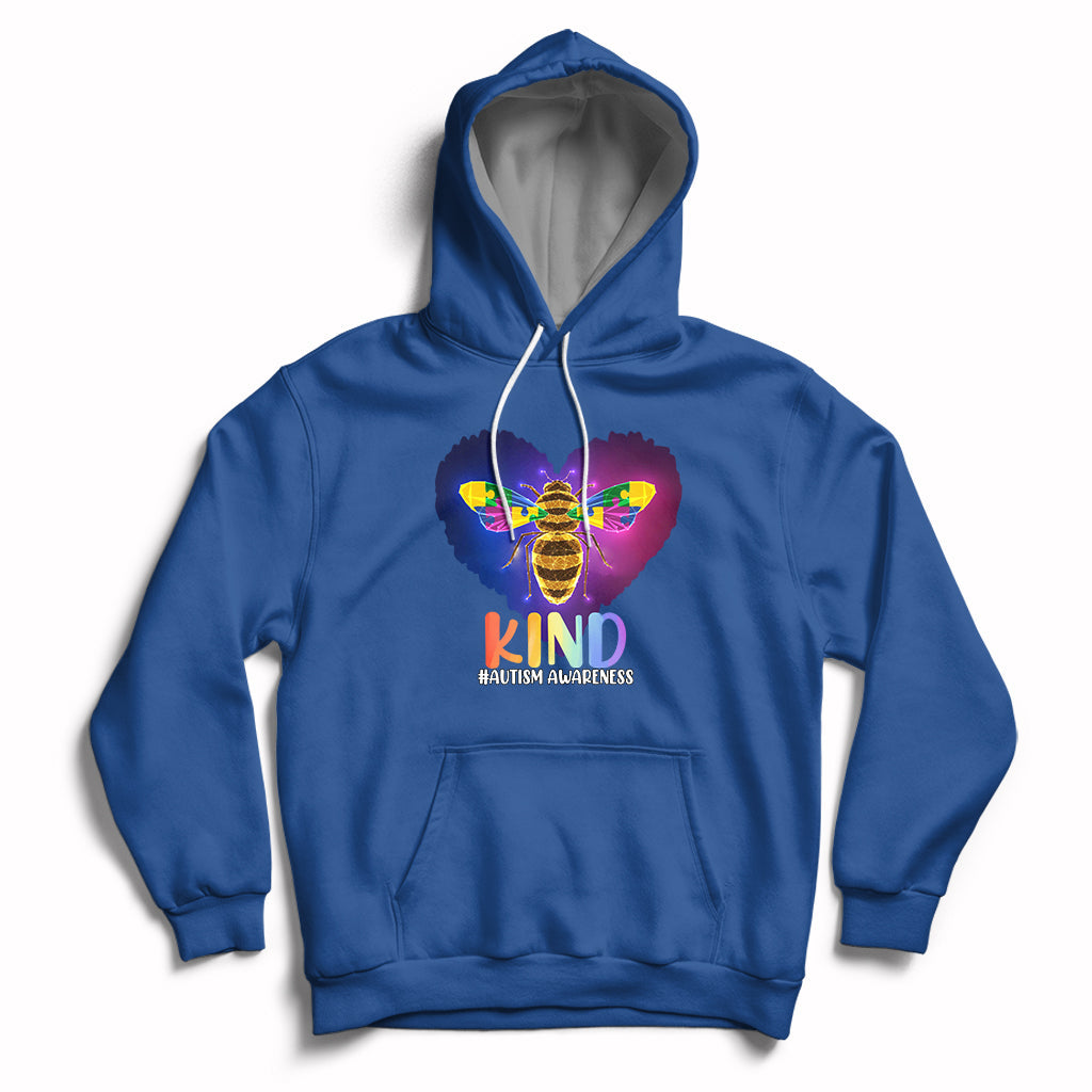 Autism Awareness Be Kind Bee Puzzle Autistic Care Support Hoodie - Wonder Print Shop