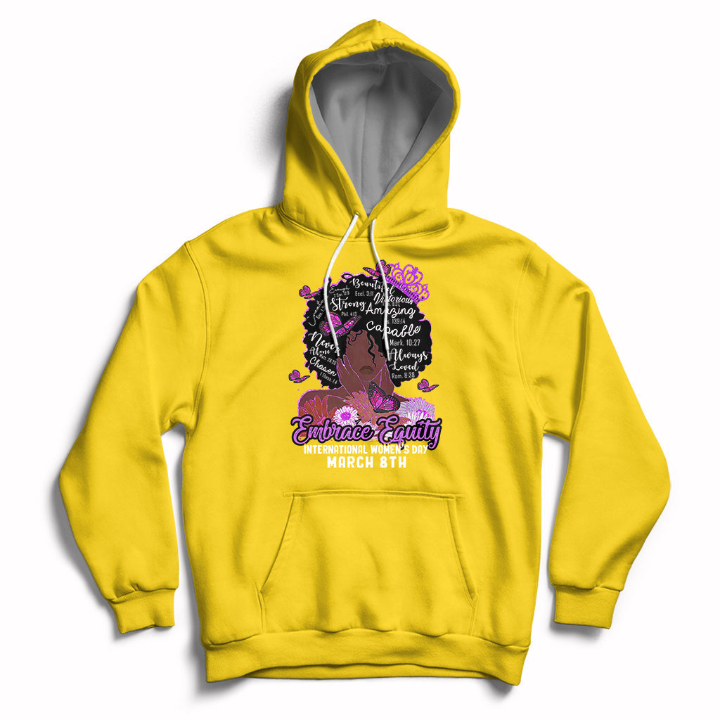 International Women's Day IWD Embrace Equity Black Girl Queen Women's History Hoodie - Wonder Print Shop