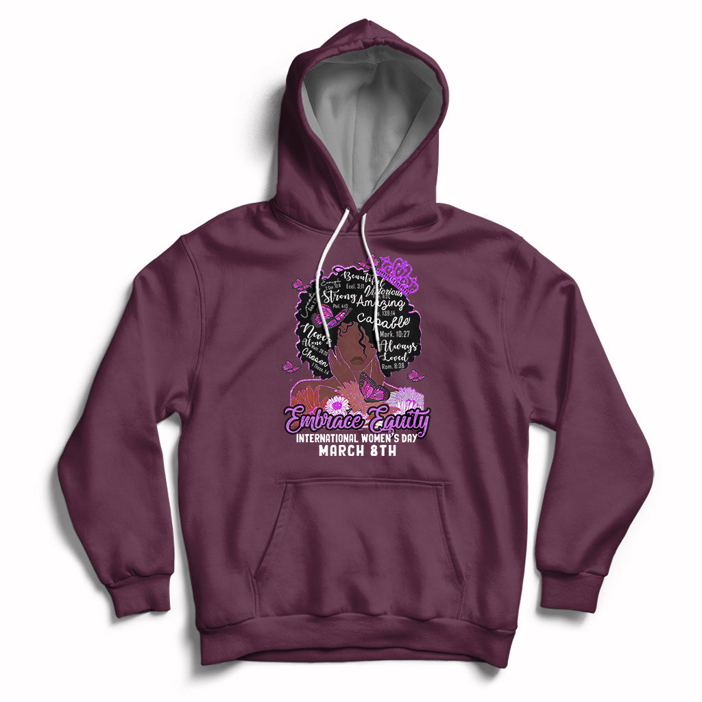 International Women's Day IWD Embrace Equity Black Girl Queen Women's History Hoodie - Wonder Print Shop