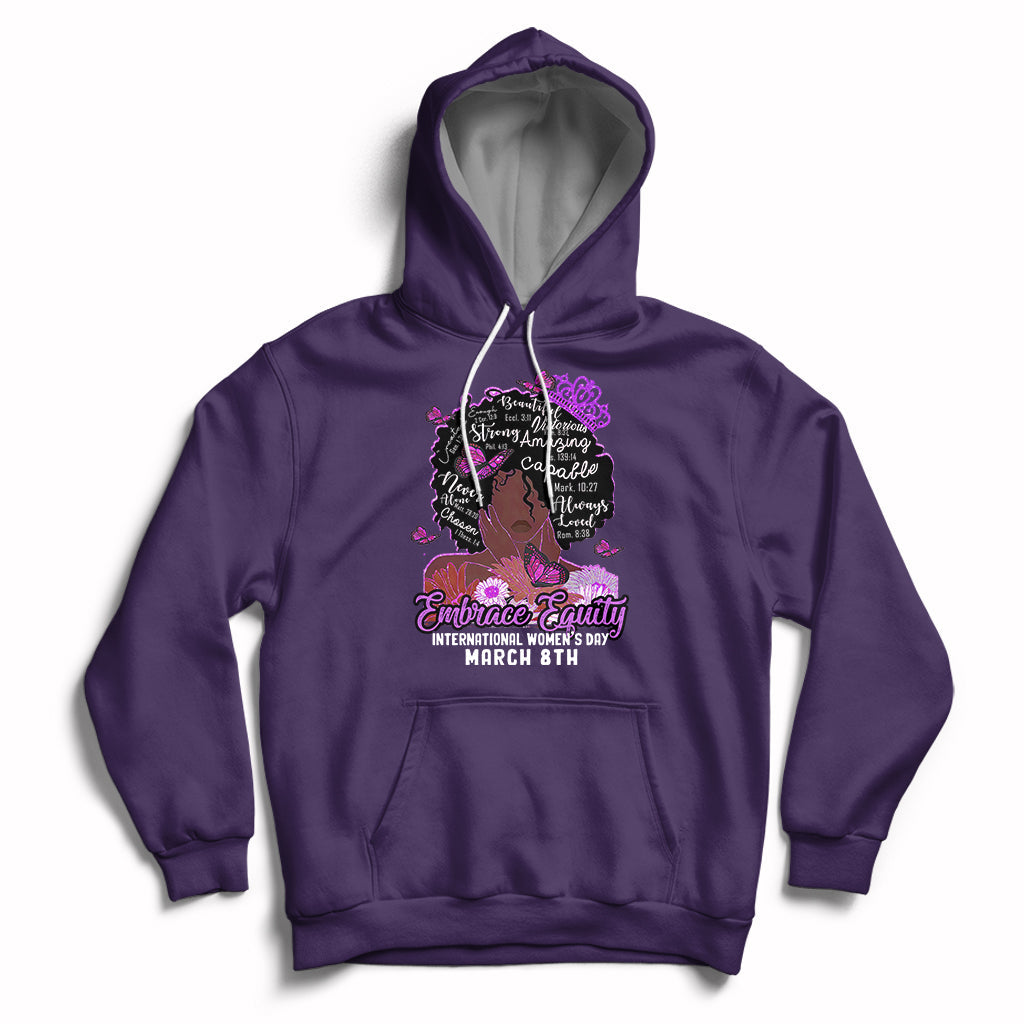 International Women's Day IWD Embrace Equity Black Girl Queen Women's History Hoodie - Wonder Print Shop