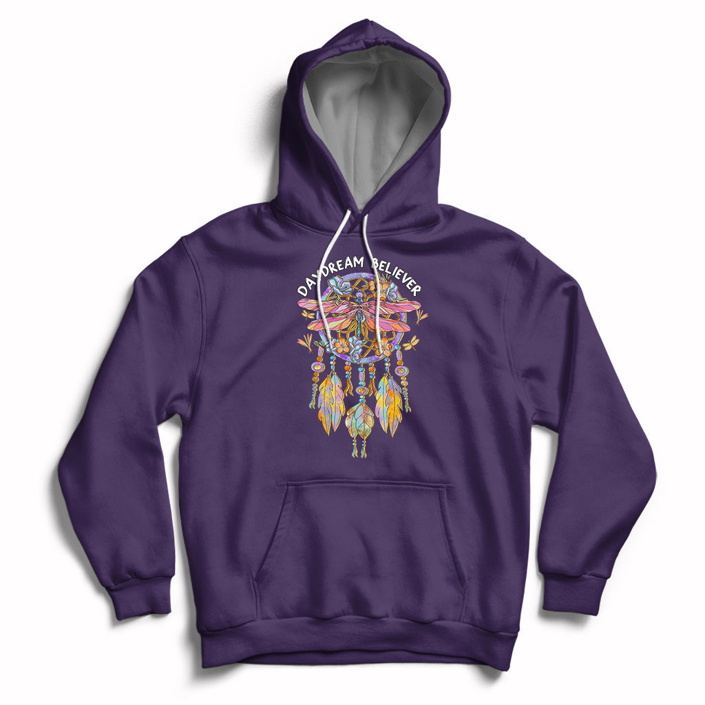 Dragonfly Daydream Believer Floral Dreamcatcher Motivational Hoodie - Wonder Print Shop