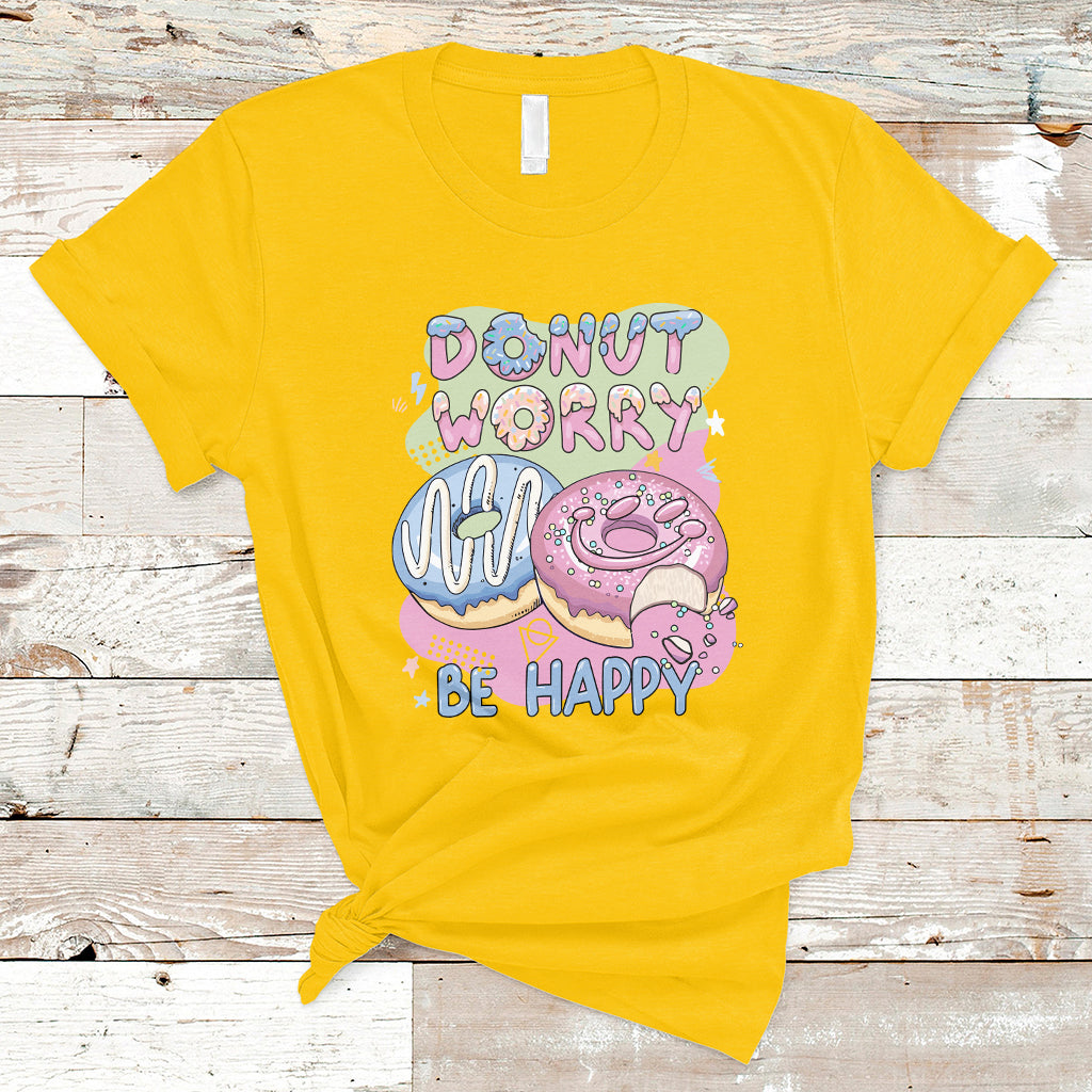 Donut Worry Be Happy Positive Funny Gifts Mens Womens Kids T-Shirt - Wonder Print Shop