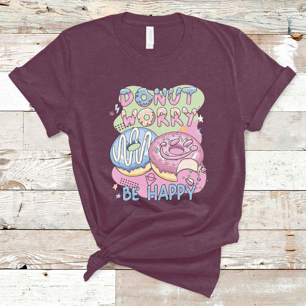 Donut Worry Be Happy Positive Funny Gifts Mens Womens Kids T-Shirt - Wonder Print Shop