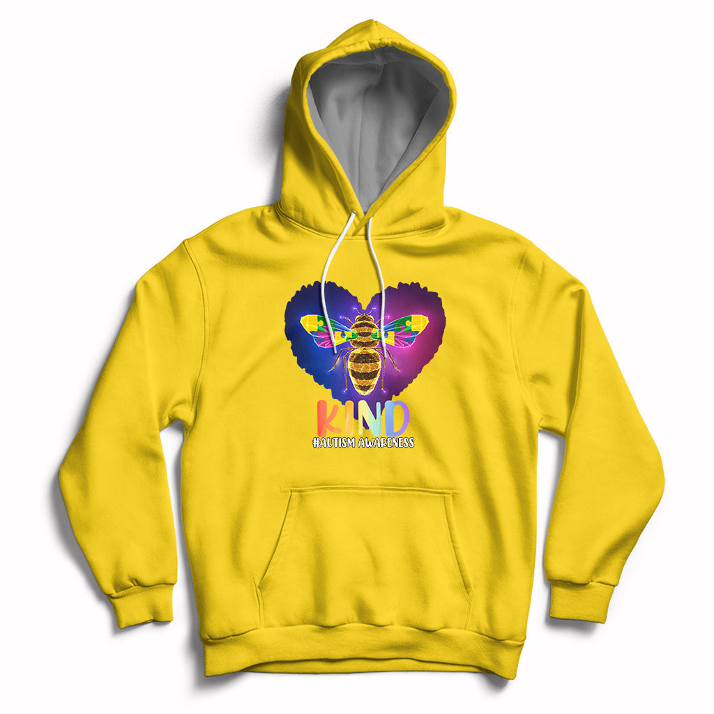 Autism Awareness Be Kind Bee Puzzle Autistic Care Support Hoodie - Wonder Print Shop