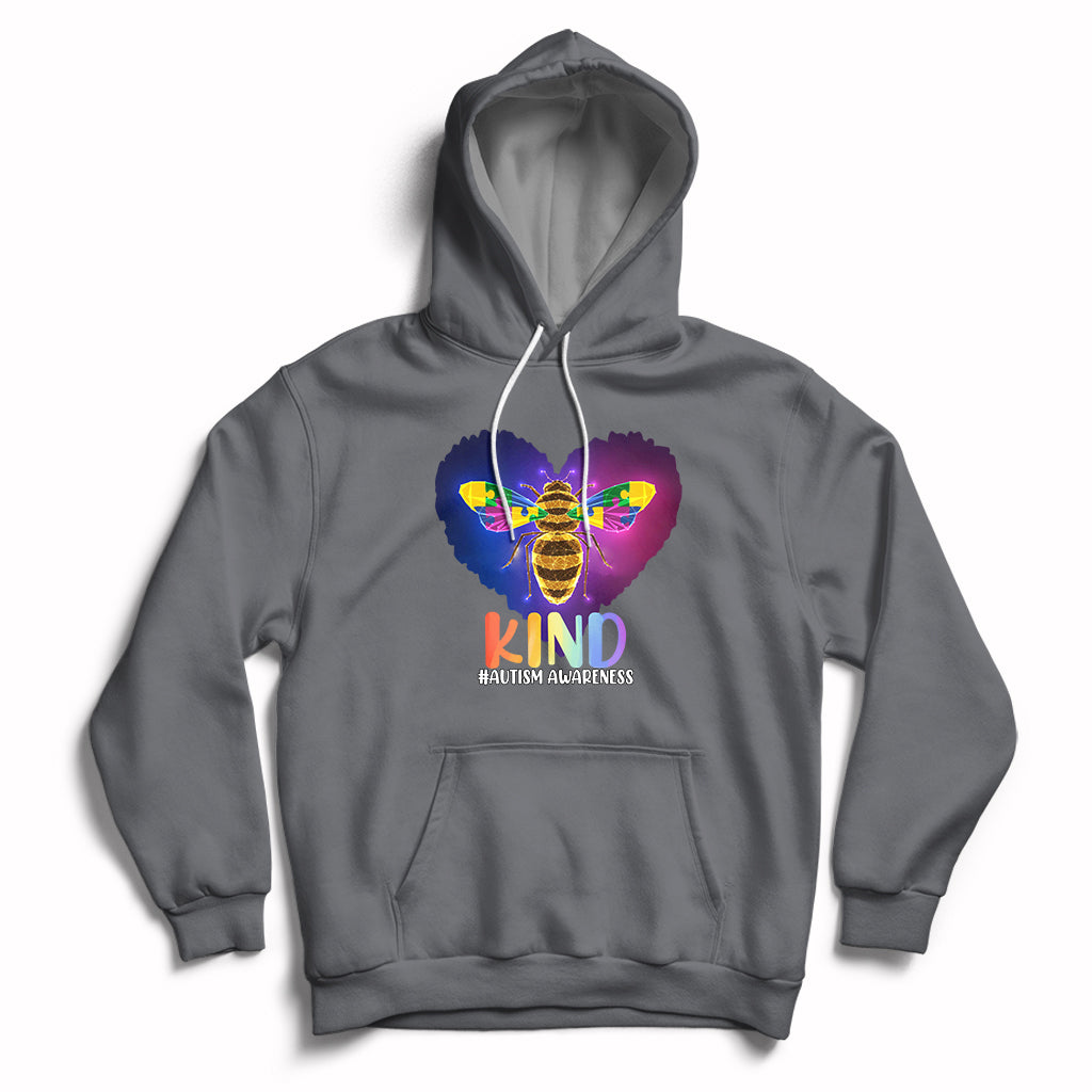 Autism Awareness Be Kind Bee Puzzle Autistic Care Support Hoodie - Wonder Print Shop