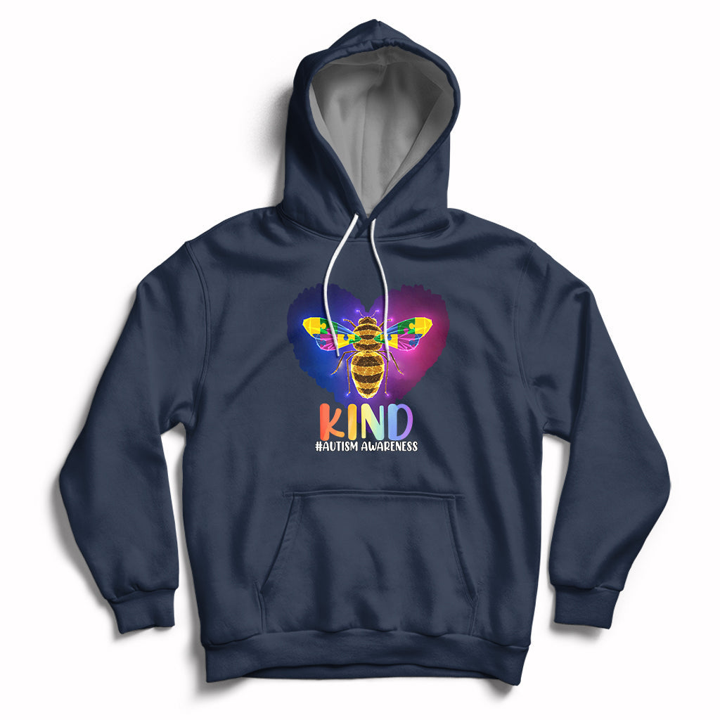Autism Awareness Be Kind Bee Puzzle Autistic Care Support Hoodie - Wonder Print Shop