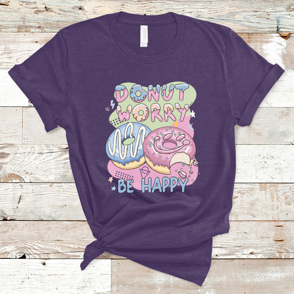 Donut Worry Be Happy Positive Funny Gifts Mens Womens Kids T-Shirt - Wonder Print Shop