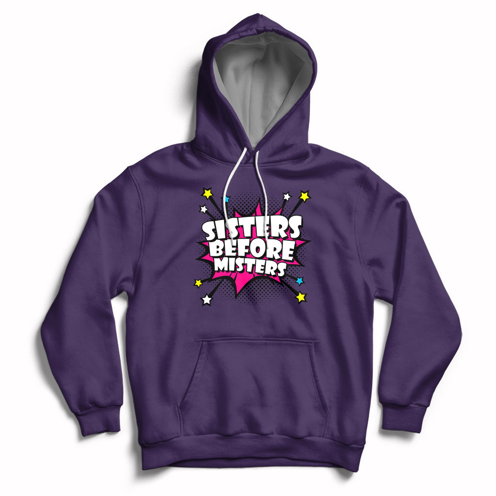 Sisters Before Misters Retro Galentine's Day Hoodie - Wonder Print Shop