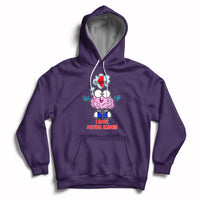 Purple pullover hoodie with hood, front pocket, and mental Illinois graphic print.