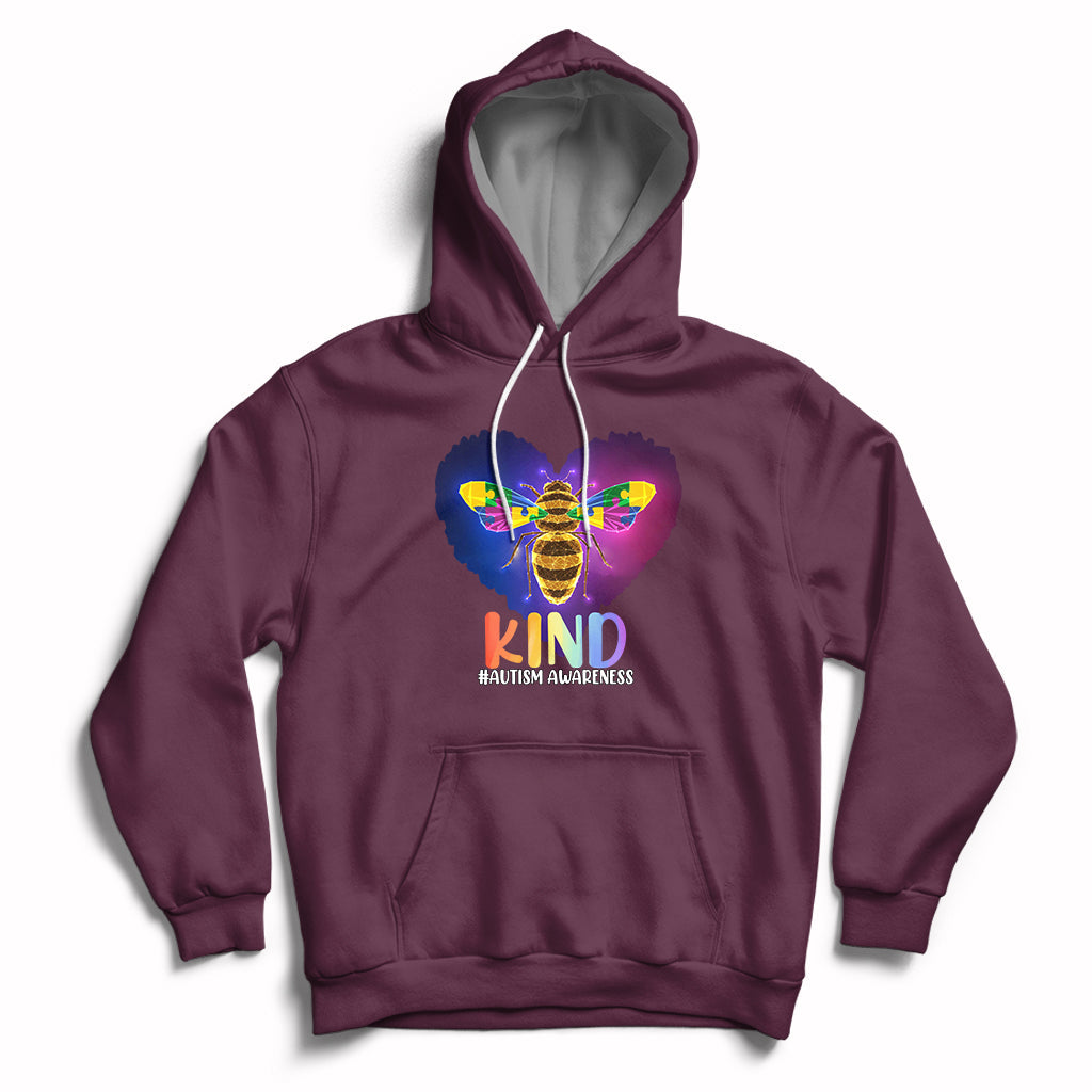 Autism Awareness Be Kind Bee Puzzle Autistic Care Support Hoodie - Wonder Print Shop