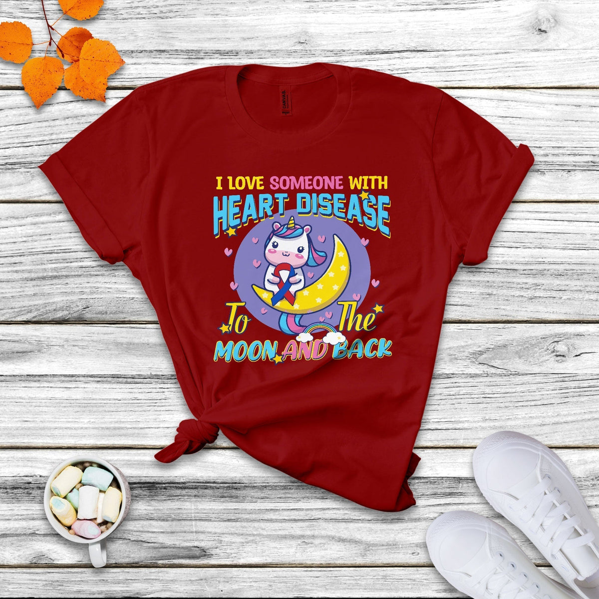 Unicorn I Love Someone With Heart Disease To The Moon & Back T Shirt - Wonder Print Shop