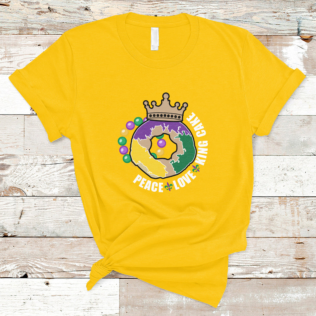 Peace Love King Cake Mardi Gras Party Carnival Costume T-Shirt - Wonder Print Shop