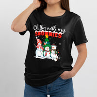 Chillin With My Snowmies Cute Snowman Christmas, Snowmies Christmas Holiday T Shirt - Wonder Print Shop