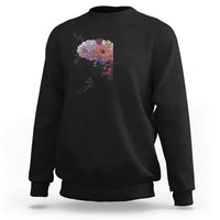 Women’s sweatshirt (back) black with floral silhouette and “Not fragile” text graphic