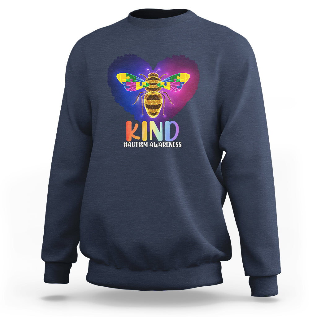Autism Awareness Be Kind Bee Puzzle Autistic Care Support Sweatshirt - Wonder Print Shop