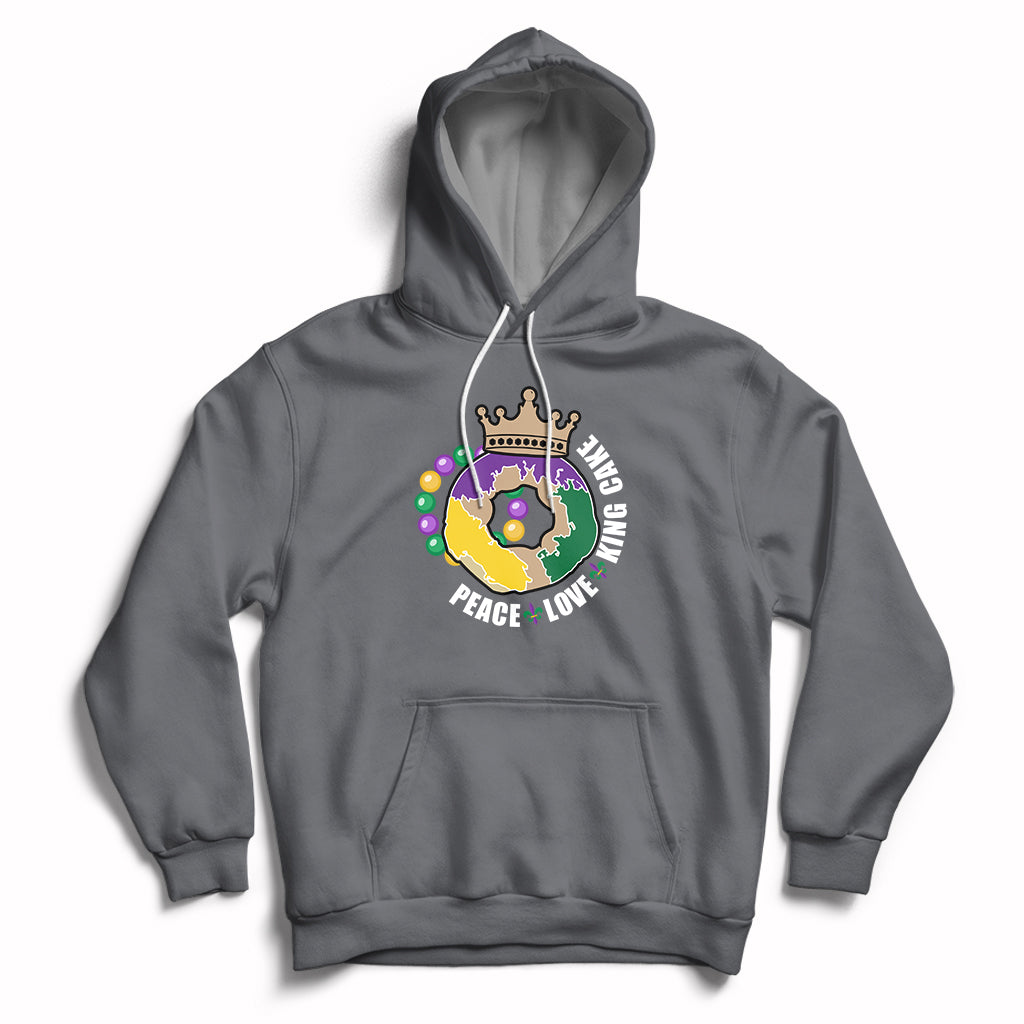 Peace Love King Cake Mardi Gras Party Carnival Costume Hoodie - Wonder Print Shop