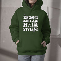 Somebody's Bomb Ass Hairstylist Groovy Funny Fine Ass Career Hoodie - Wonder Print Shop