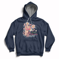 Navy women’s hoodie with floral bouquet graphic and “Happy Mother Day” text on chest