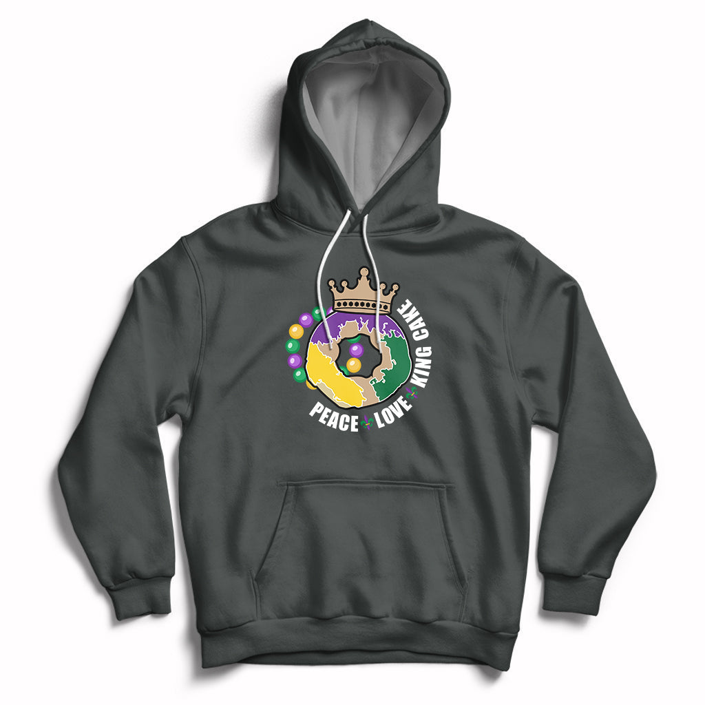 Peace Love King Cake Mardi Gras Party Carnival Costume Hoodie - Wonder Print Shop