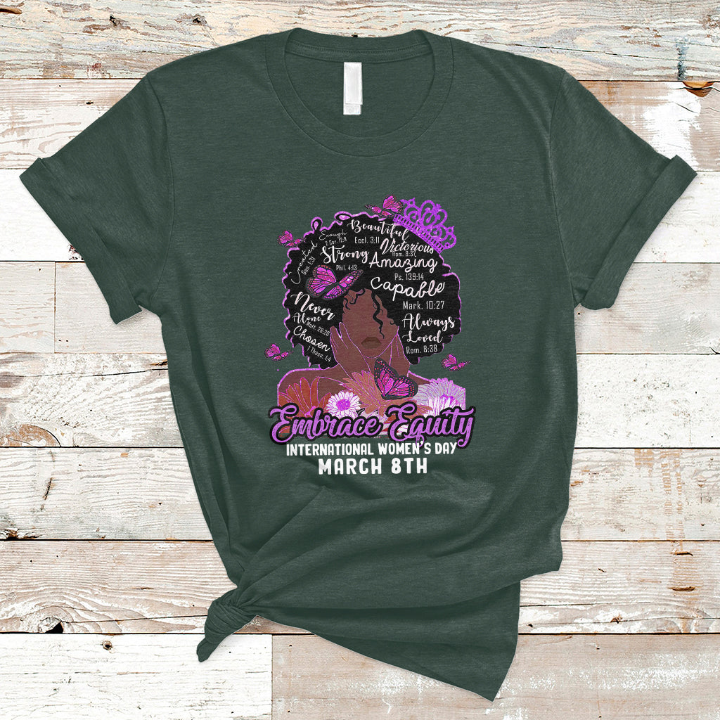 International Women's Day IWD Embrace Equity Black Girl Queen Women's History T Shirt - Wonder Print Shop