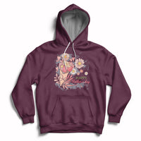 Maroon women’s hoodie with floral bouquet graphic and “Happy Mother Day” text on chest