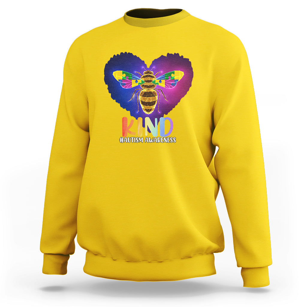 Autism Awareness Be Kind Bee Puzzle Autistic Care Support Sweatshirt - Wonder Print Shop
