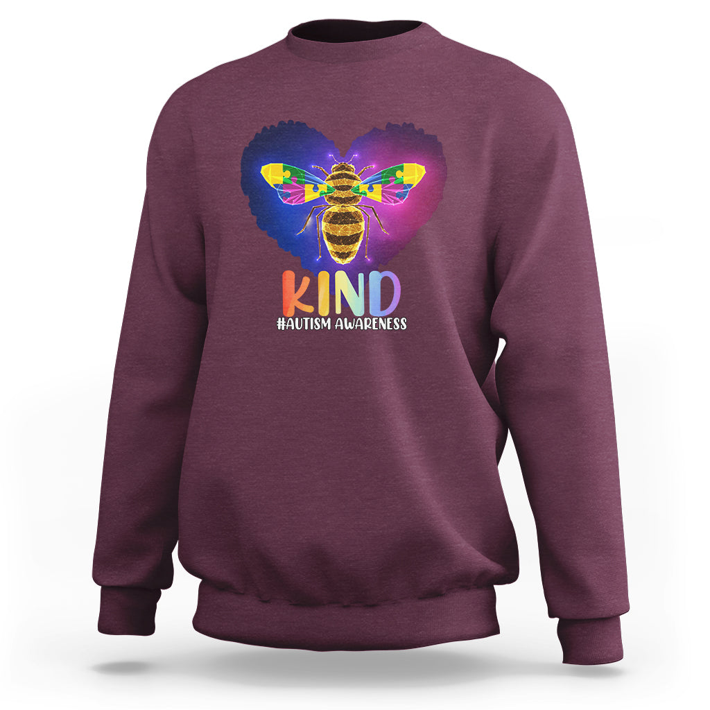 Autism Awareness Be Kind Bee Puzzle Autistic Care Support Sweatshirt - Wonder Print Shop