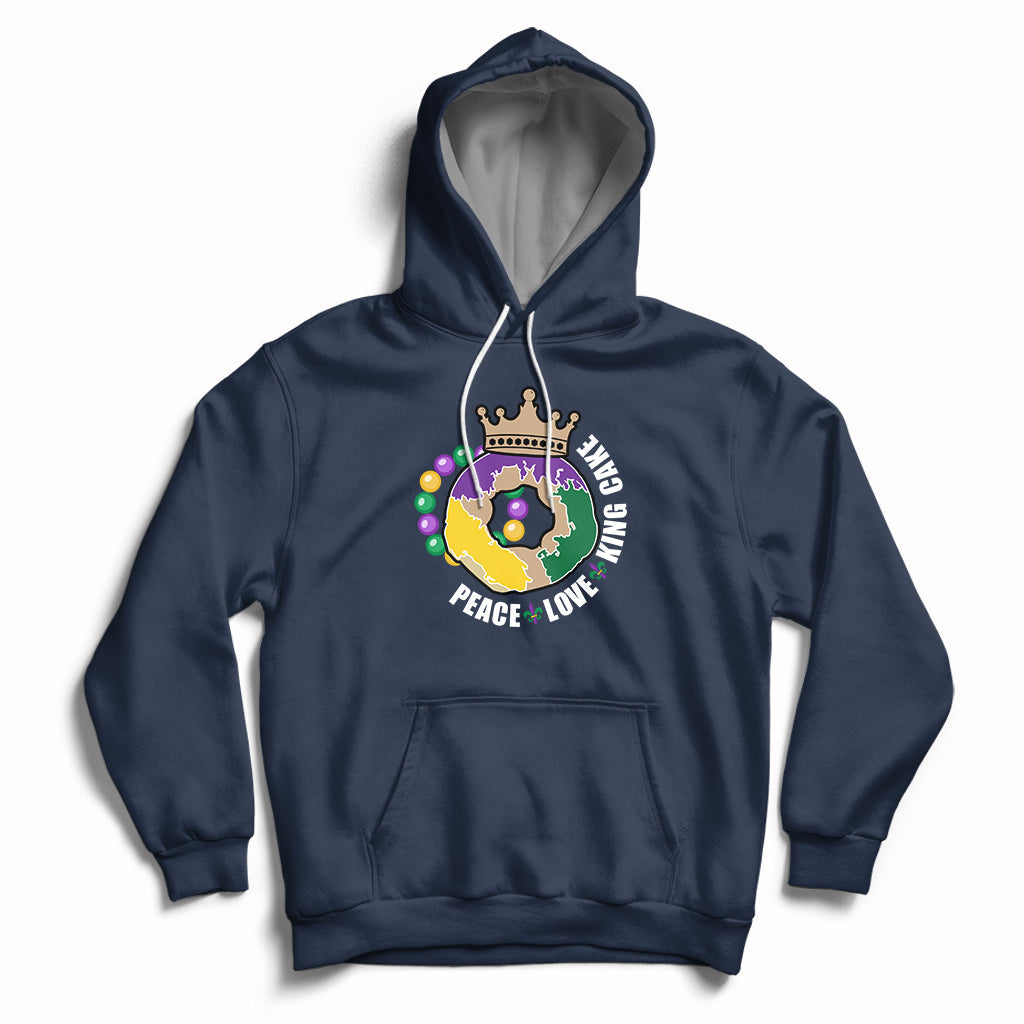Peace Love King Cake Mardi Gras Party Carnival Costume Hoodie - Wonder Print Shop