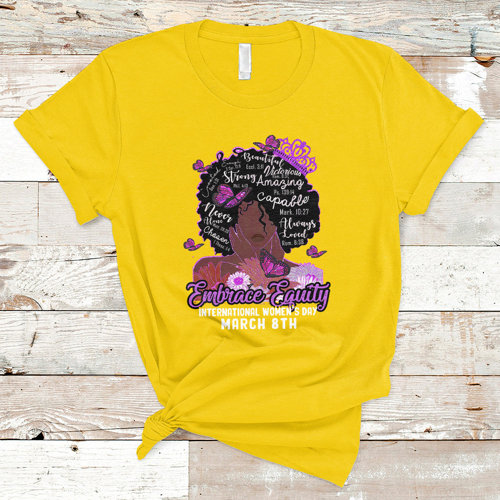 International Women's Day IWD Embrace Equity Black Girl Queen Women's History T Shirt - Wonder Print Shop