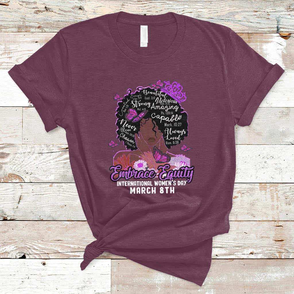 International Women's Day IWD Embrace Equity Black Girl Queen Women's History T Shirt - Wonder Print Shop