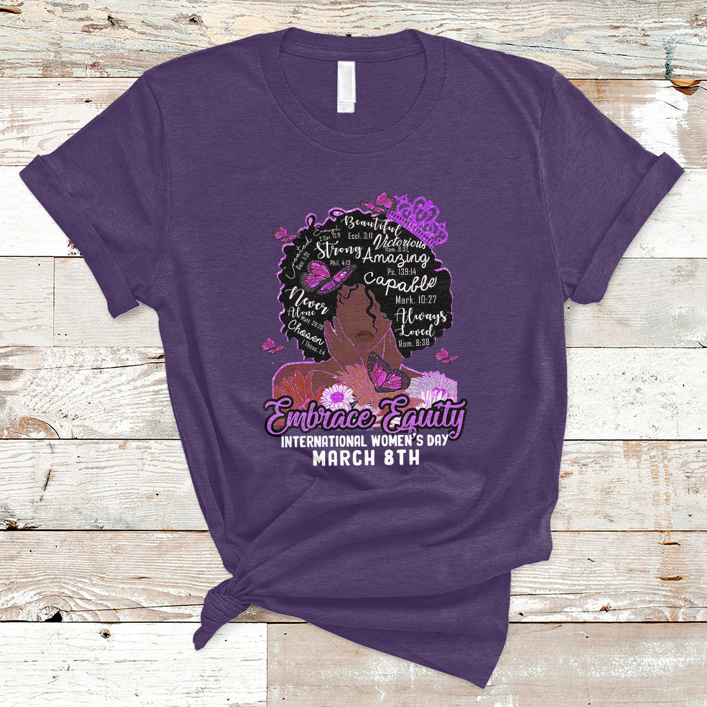 International Women's Day IWD Embrace Equity Black Girl Queen Women's History T Shirt - Wonder Print Shop