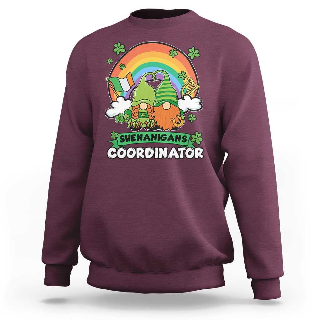Shenanigans Coordinator St Patrick's Day Teacher Gnomes Sweatshirt - Wonder Print Shop