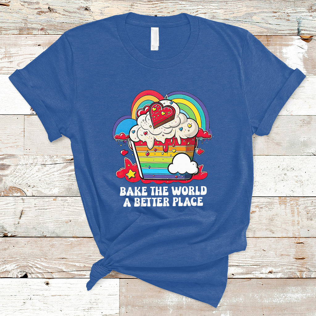Bake The World A Better Place Funny Baking Pastry Pun Baker T-Shirt - Wonder Print Shop