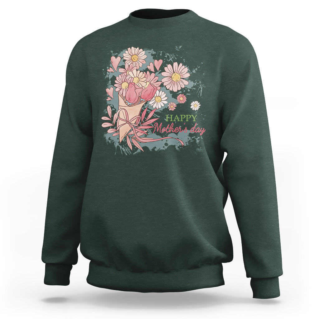 Happy Mother's Day Cute Floral Flowers For Womens Mom Grandma Sweatshirt - Wonder Print Shop