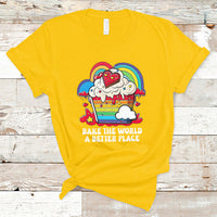 Bake The World A Better Place Funny Baking Pastry Pun Baker T-Shirt - Wonder Print Shop