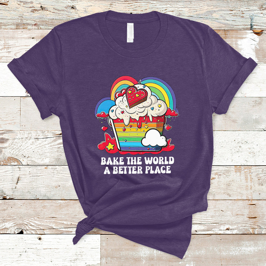 Bake The World A Better Place Funny Baking Pastry Pun Baker T-Shirt - Wonder Print Shop