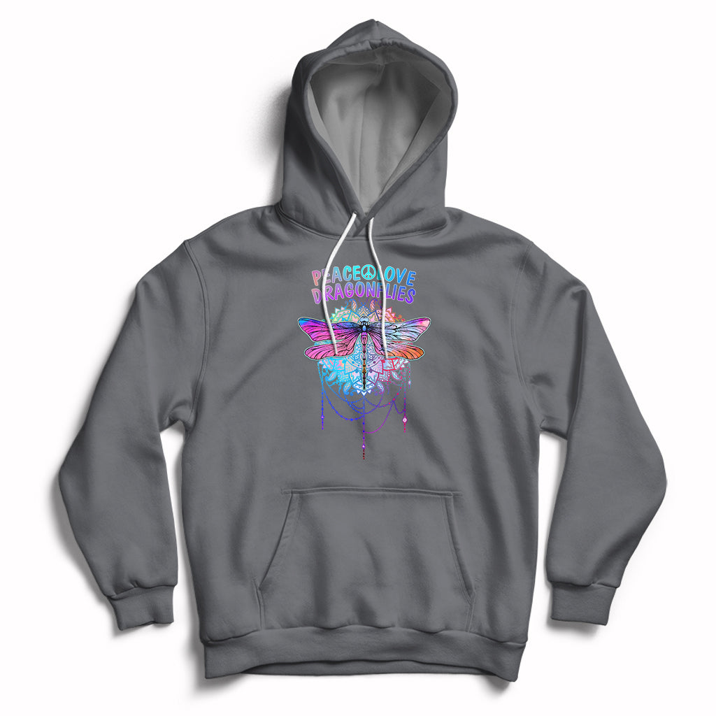 Colorful Peace Love Dragonflies Lovers Boho Mandala Hoodie - Wonder Print Shop