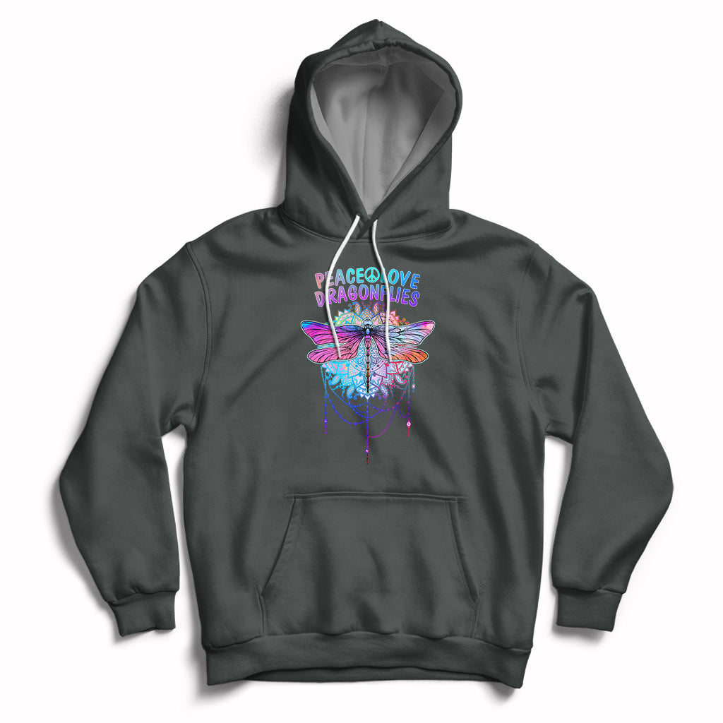 Colorful Peace Love Dragonflies Lovers Boho Mandala Hoodie - Wonder Print Shop